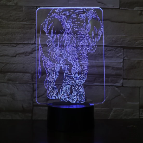Elefánt 7 színű 3D led lámpa