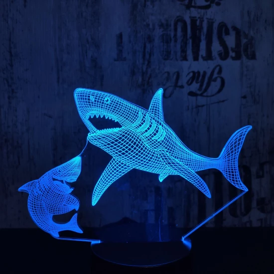 Cápák 7 színű 3D led lámpa