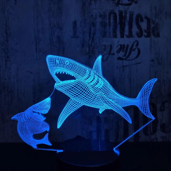Cápák 7 színű 3D led lámpa