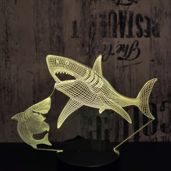 Cápák 7 színű 3D led lámpa
