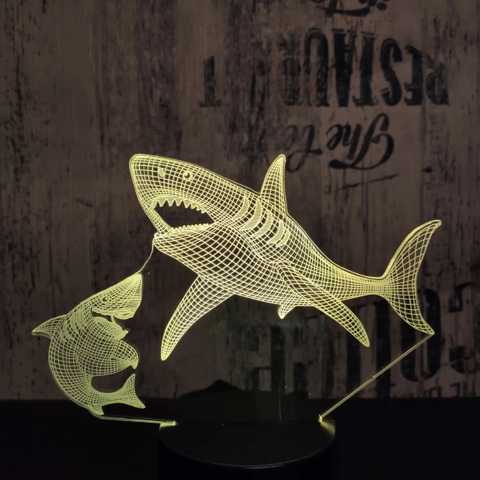 Cápák 7 színű 3D led lámpa