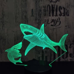 Cápák 7 színű 3D led lámpa