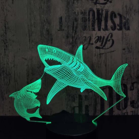 Cápák 7 színű 3D led lámpa