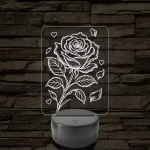 Rózsaszál szivekkel 3D LED Lámpa – 7 színű 3D led lámpa