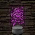 Rózsaszál szivekkel 3D LED Lámpa – 7 színű 3D led lámpa