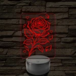 Rózsaszál szivekkel 3D LED Lámpa – 7 színű 3D led lámpa