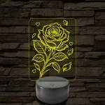Rózsaszál szivekkel 3D LED Lámpa – 7 színű 3D led lámpa