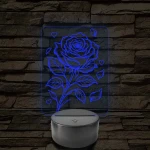 Rózsaszál szivekkel 3D LED Lámpa – 7 színű 3D led lámpa