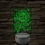Rózsaszál szivekkel 3D LED Lámpa – 7 színű 3D led lámpa