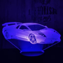 Rally autó 3 7 színű 3D led lámpa