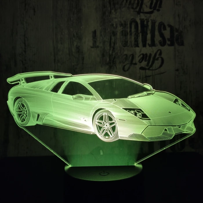 Rally autó 3 7 színű 3D led lámpa