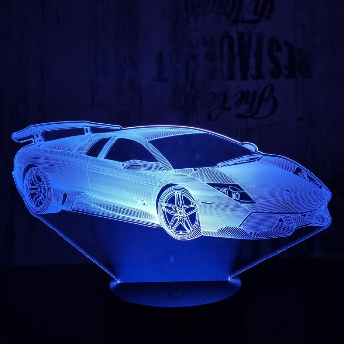 Rally autó 3 7 színű 3D led lámpa
