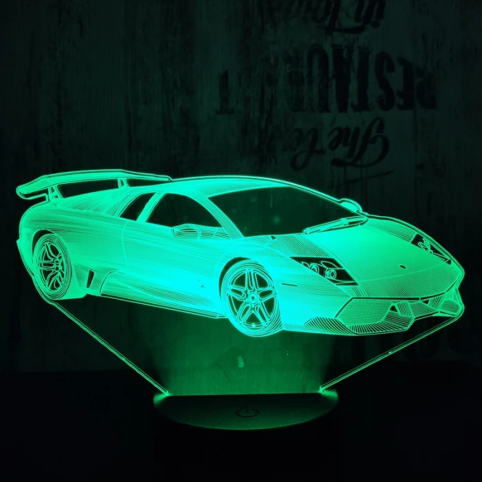 Rally autó 3 7 színű 3D led lámpa