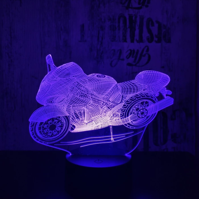 Motorkerékpár  7 színű  3D led lámpa