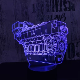 Autó motorblokk  7 színű 3D led lámpa