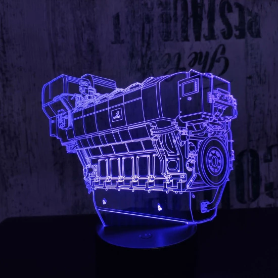Autó motorblokk  7 színű 3D led lámpa