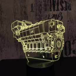 Autó motorblokk  7 színű 3D led lámpa