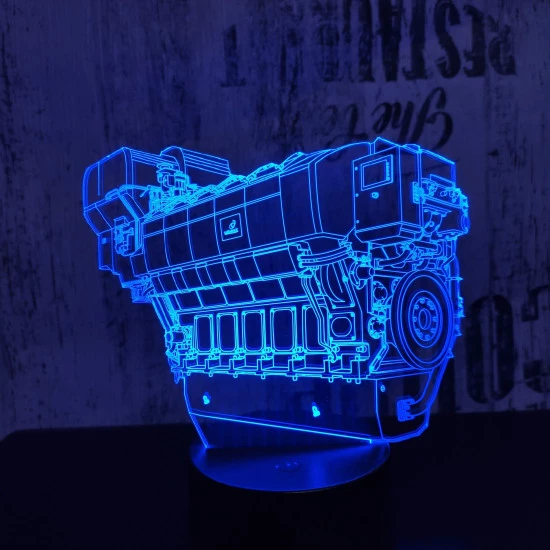 Autó motorblokk  7 színű 3D led lámpa