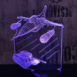 Harci repülő és tank 7 színű 3D led lámpa