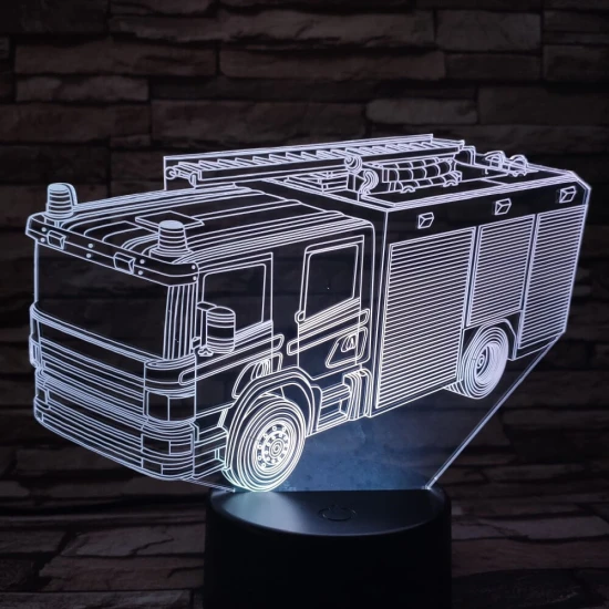 Tűzoltó autó 7 színű 3D led lámpa