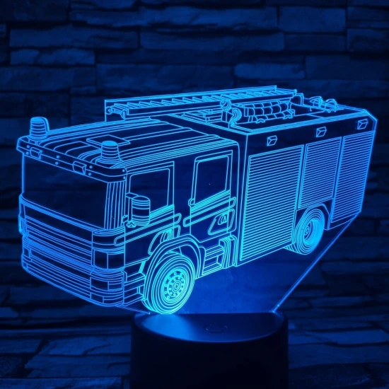 Tűzoltó autó 7 színű 3D led lámpa