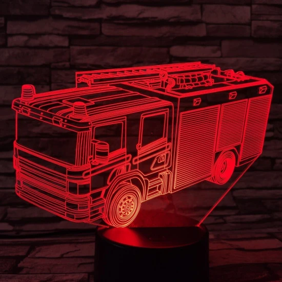 Tűzoltó autó 7 színű 3D led lámpa