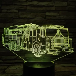 Tűzoltóautó 7 színű 3D led lámpa