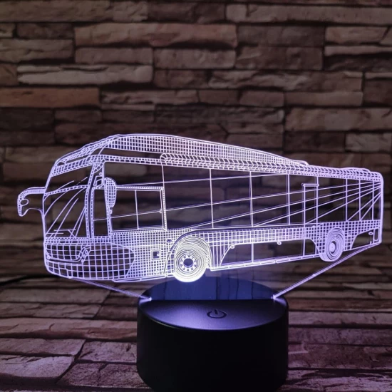 Autóbusz 7 színű 3D led lámpa