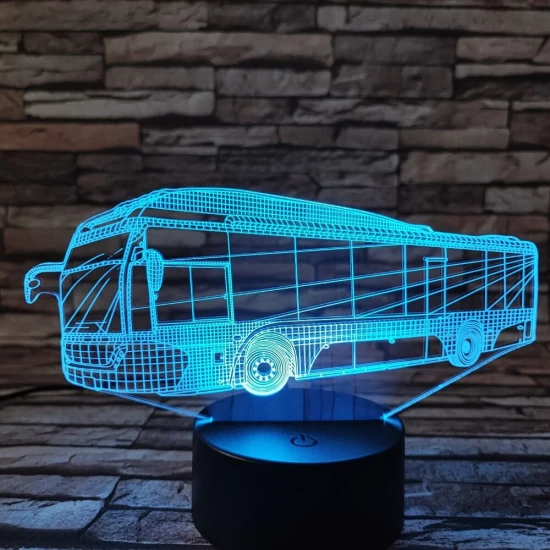 Autóbusz 7 színű 3D led lámpa