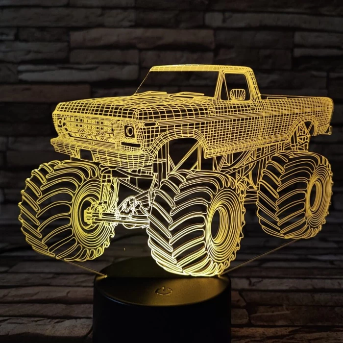 Monster Truck  3 7 színű  3D led lámpa