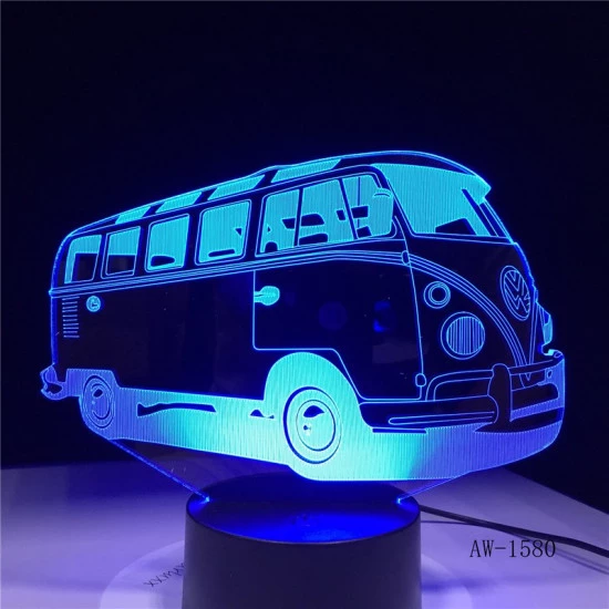 Retro Kisbusz 3D led lámpa