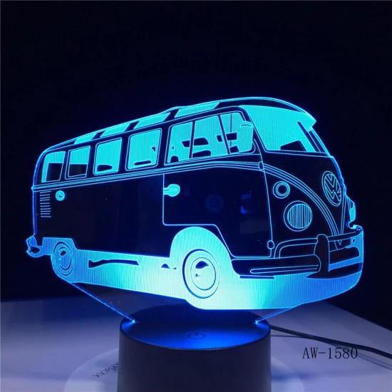 Retro Kisbusz 3D led lámpa