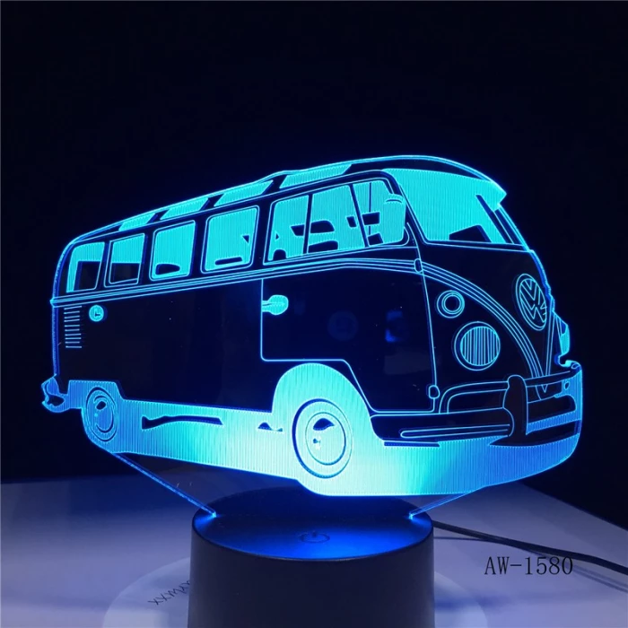 Retro Kisbusz 3D led lámpa