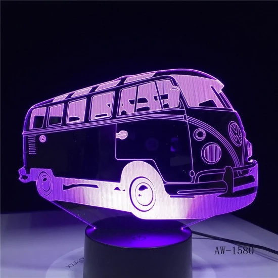 Retro Kisbusz 3D led lámpa