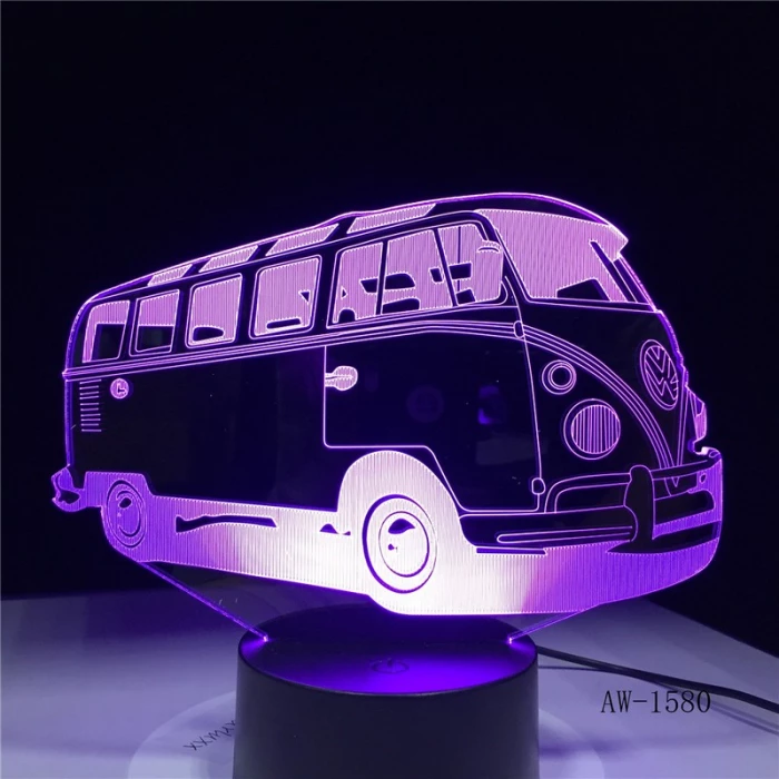 Retro Kisbusz 3D led lámpa