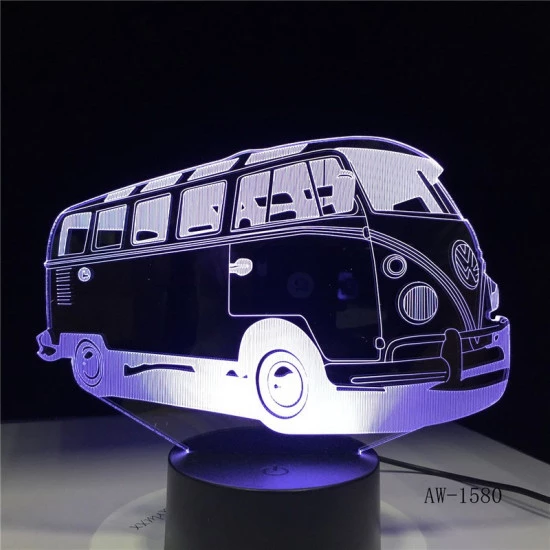 Retro Kisbusz 3D led lámpa