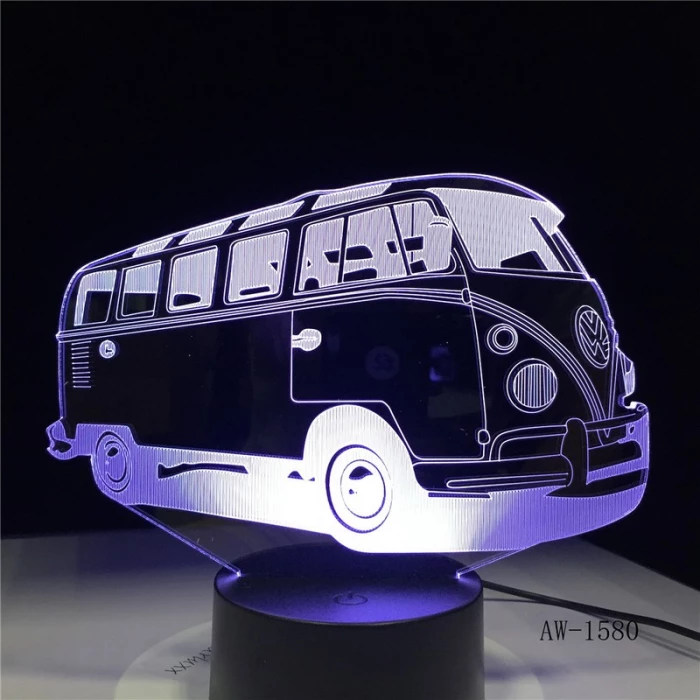 Retro Kisbusz 3D led lámpa