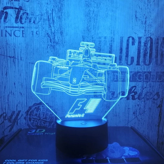 Forma 1 autó 7 színű 3D led lámpa