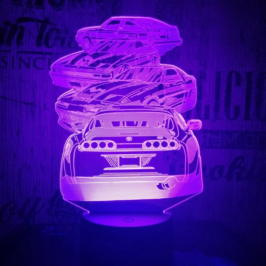4 Autó 7 színű 3D led lámpa