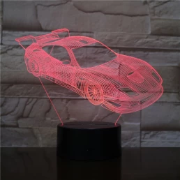 Rally Autó  7 színű 3D led lámpa