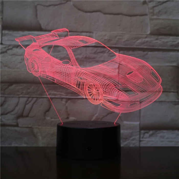 Rally Autó  7 színű 3D led lámpa