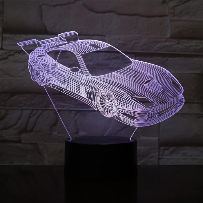 Rally Autó  7 színű 3D led lámpa