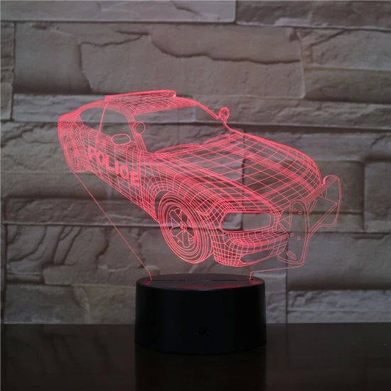 Rendőrautó  7 színű 3D led lámpa