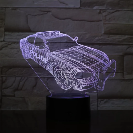 Rendőrautó  7 színű 3D led lámpa