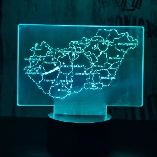 Magyarország 7 színű 3D led lámpa