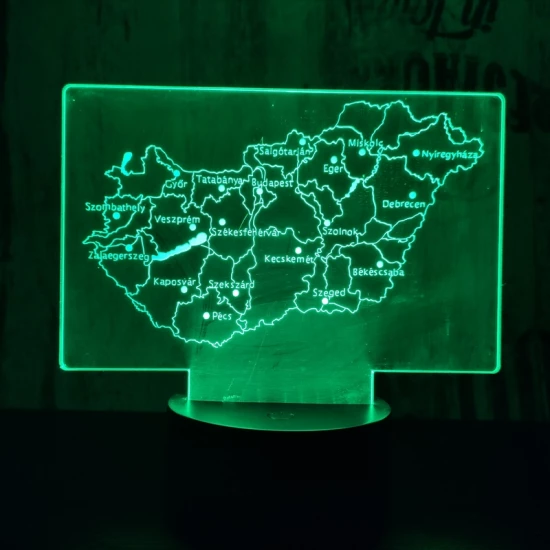 Magyarország 7 színű 3D led lámpa
