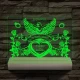 Esküvő, házassági évforduló személyre szabott 20 cm fa talppal 7 színű 3D led lámpa