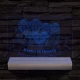 Szív szerelem személyre szabott 20 cm fa talppal 7 színű 3D led lámpa