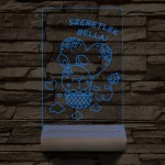 Ballonos nyuszi személyre szabott 20 cm fa talppal 7 színű 3D led lámpa