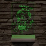 Ballonos nyuszi személyre szabott 20 cm fa talppal 7 színű 3D led lámpa